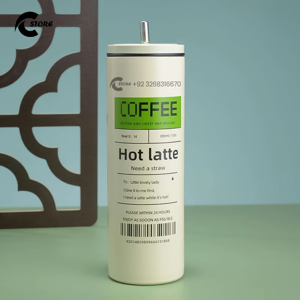 Stainless Steel Coffee Sipper with Straw | 320ml Double Wall Vacuum Insulated Leak-Proof Travel Mug