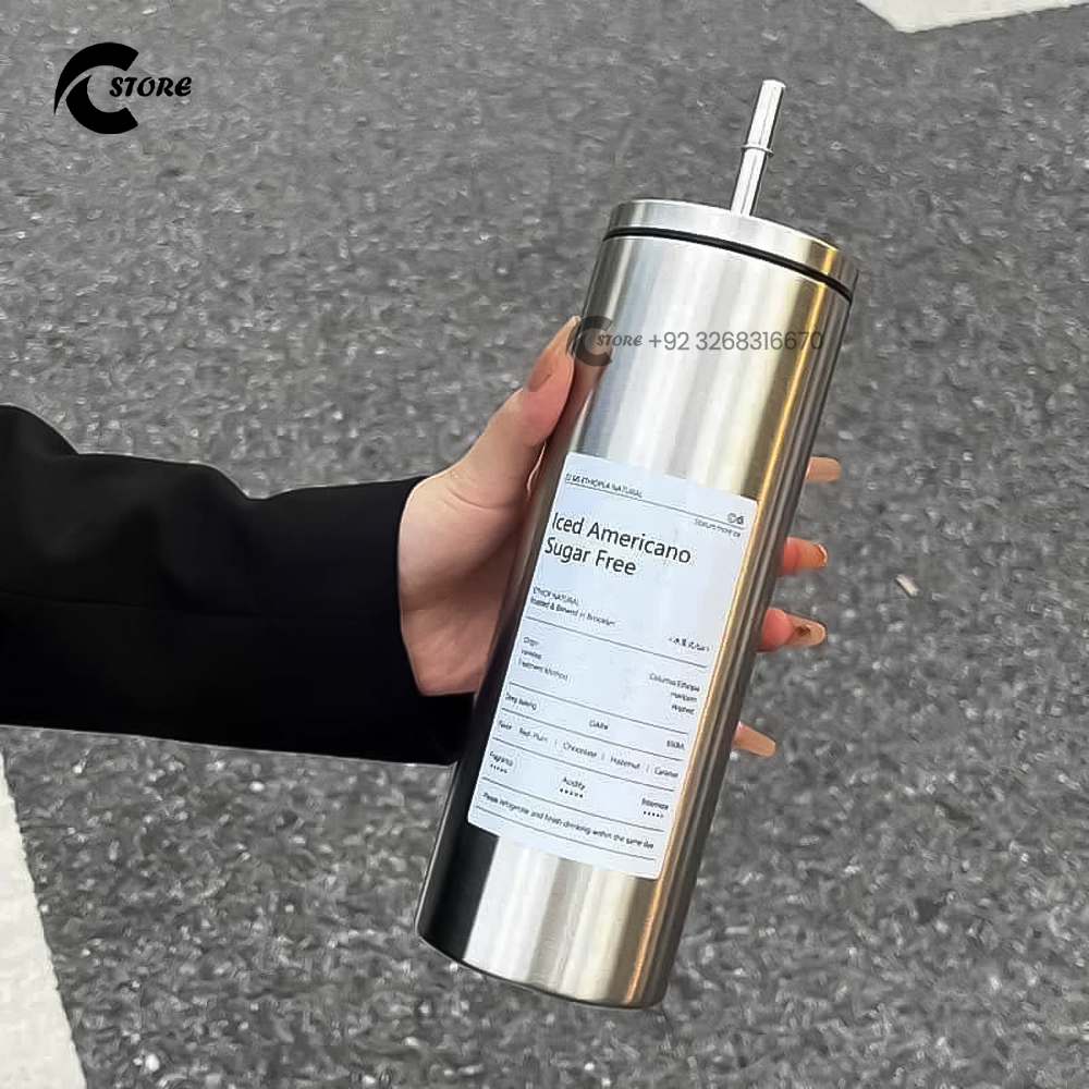 Stainless Steel Coffee Sipper with Straw | 320ml Double Wall Vacuum Insulated Leak-Proof Travel Mug