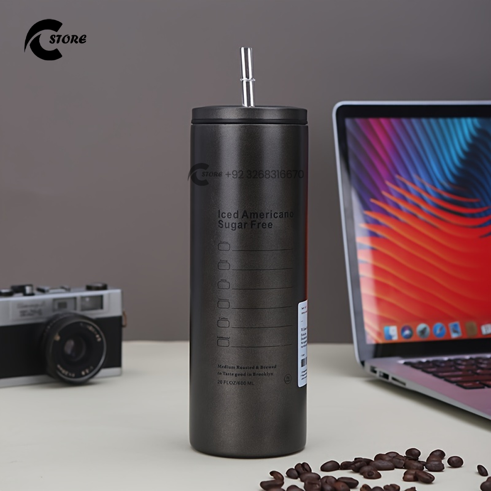 Stainless Steel Coffee Sipper with Straw | 320ml Double Wall Vacuum Insulated Leak-Proof Travel Mug