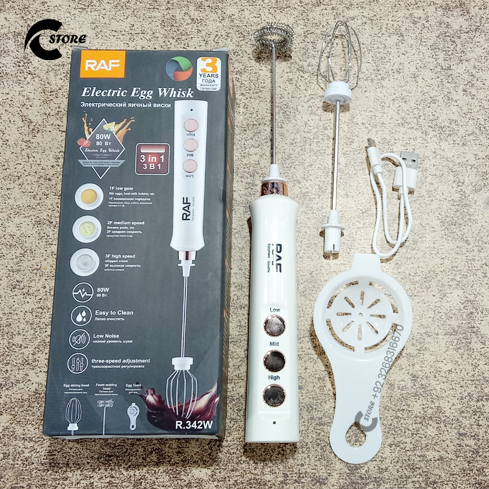 USB Rechargeable Electric Egg Whisker | Handheld Milk Frother with Stainless Steel Whisk | 3 Speed Portable Mixer for Coffee & Baking