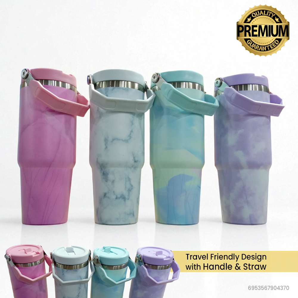 Large 30 oz Stainless Steel Travel Tumbler with Handle & Straw | Vacuum Insulated, Leak-Proof, Durable & Portable Drinkware