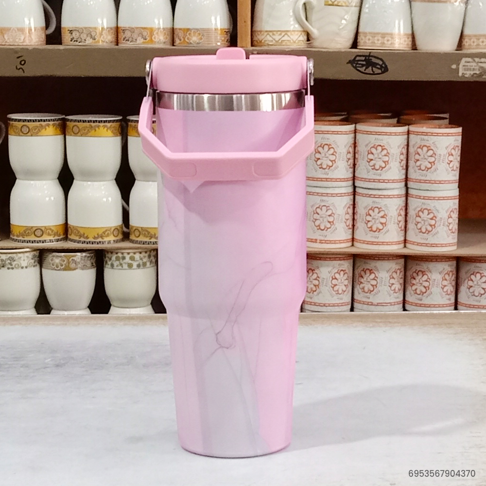 Large 30 oz Stainless Steel Travel Tumbler with Handle & Straw | Vacuum Insulated, Leak-Proof, Durable & Portable Drinkware
