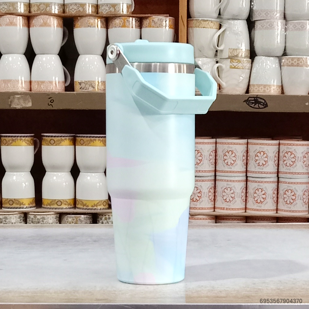 Large 30 oz Stainless Steel Travel Tumbler with Handle & Straw | Vacuum Insulated, Leak-Proof, Durable & Portable Drinkware