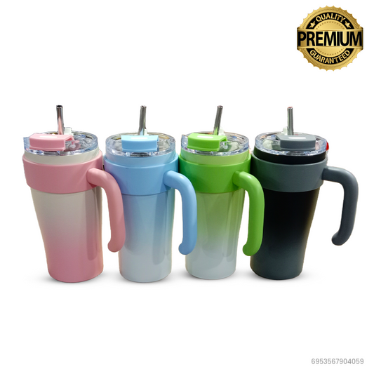 30oz Stainless Steel Travel Tumbler with Handle & Straw | Vacuum Insulated, Leak-Proof, Large Capacity Cup for Hot & Cold Drinks