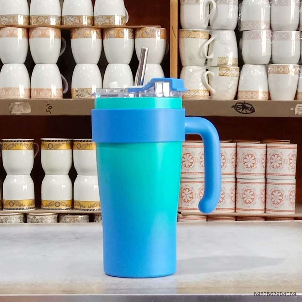 30oz Stainless Steel Travel Tumbler with Handle & Straw | Vacuum Insulated, Leak-Proof, Large Capacity Cup for Hot & Cold Drinks