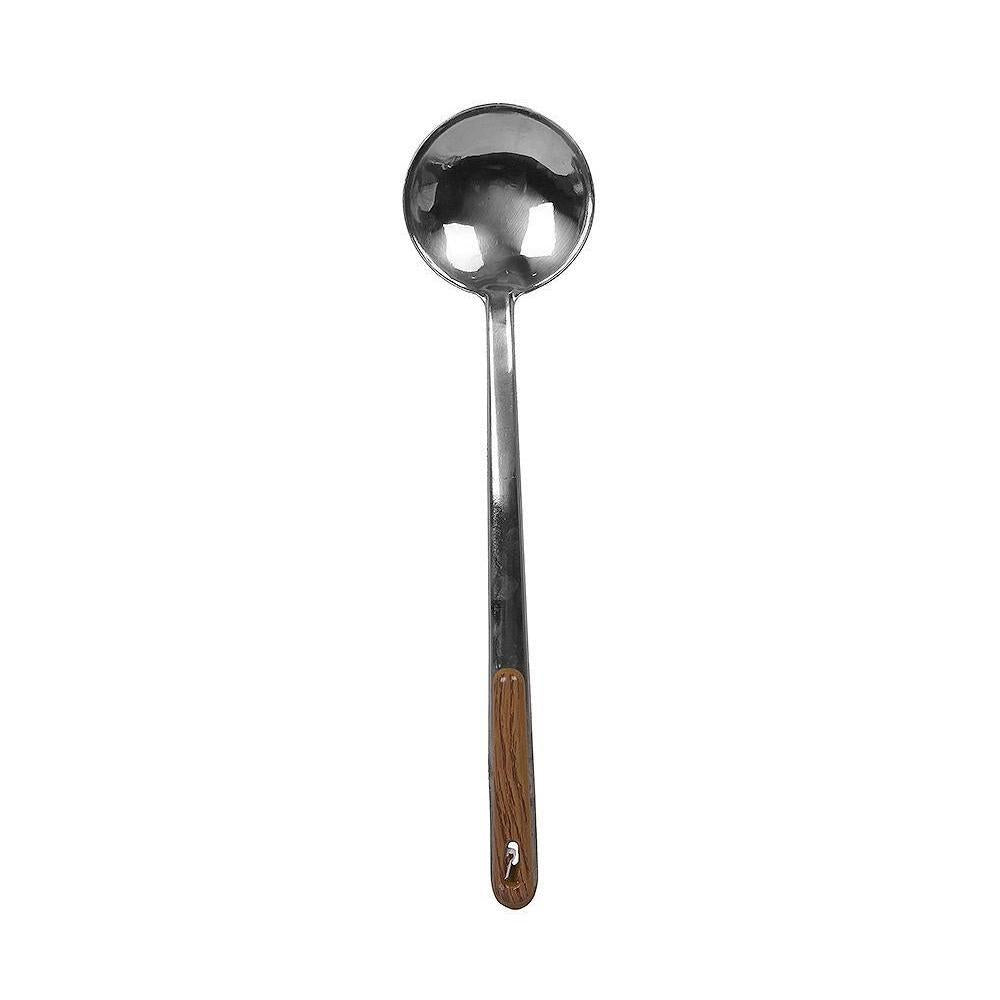 KCH Stainless Steel Cooking and Serving Spoon Set | 4Pcs with Wooden Handles | Rust-Resistant & Heat-Proof Kitchen Utensils for Cooking & Serving