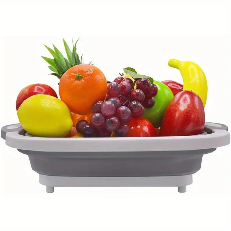 Collapsible Cutting Board &amp; Drain Basket | Multipurpose Chopping Board for Vegetables
