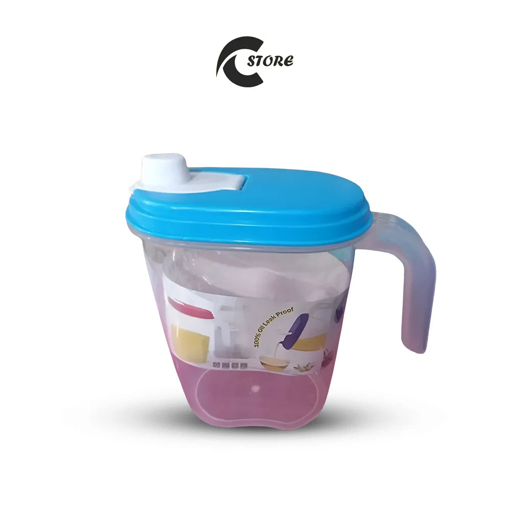 Pack of 3 Lavenna Plastic Cooking Oil Jug With Lid & Handle | 1 Liter Oil Dispenser | Liquid Jug | Milk Jug | Multipurpose Jug