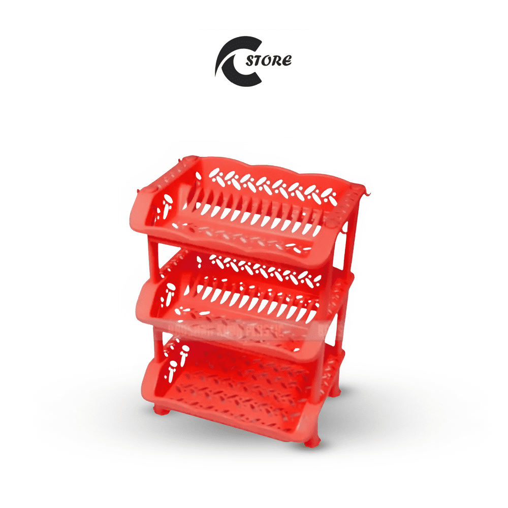 3-Layer Plastic Super Plate Rack | Dish Washing Stand with Water Draining Tray & Utensil Holder