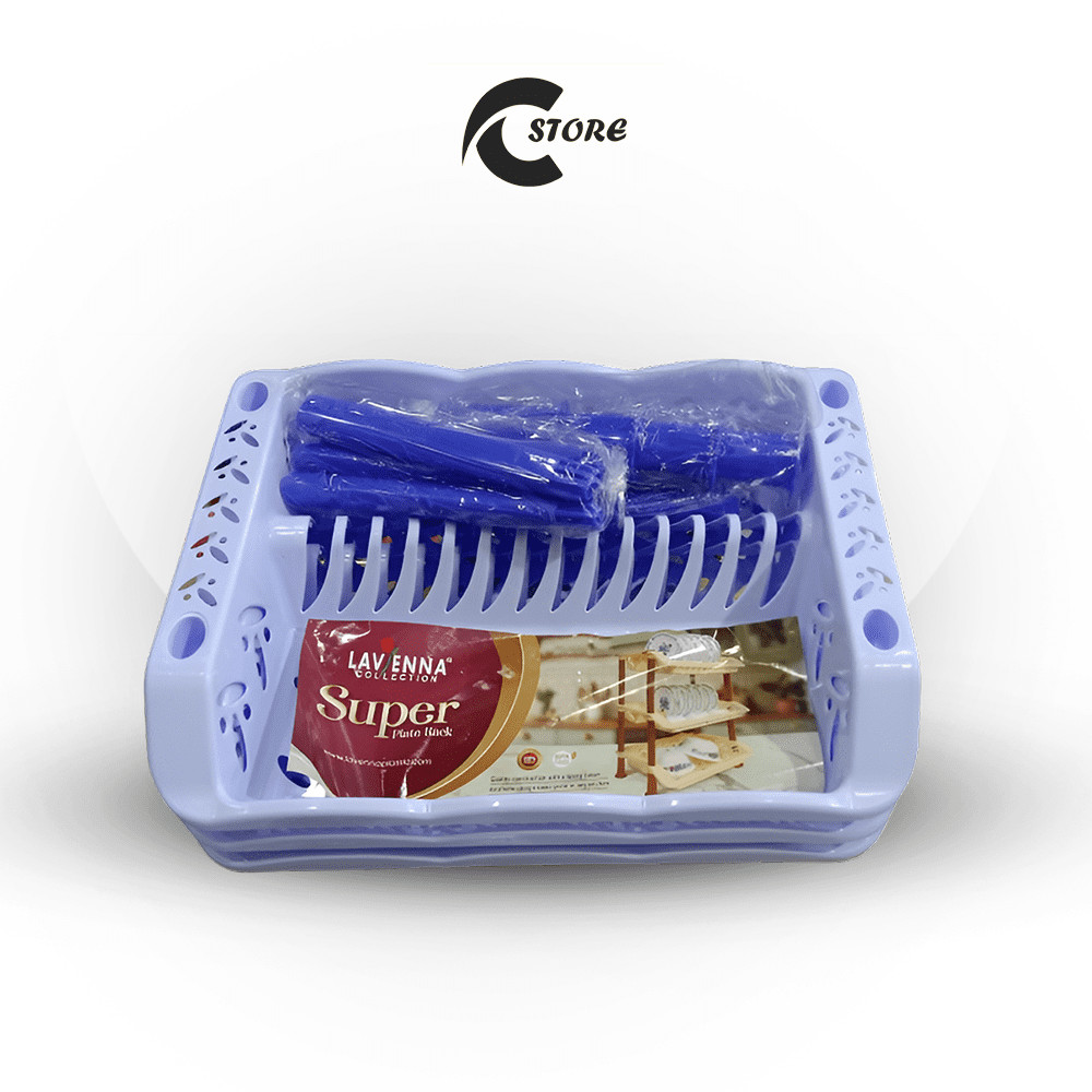 3-Layer Plastic Super Plate Rack | Dish Washing Stand with Water Draining Tray & Utensil Holder