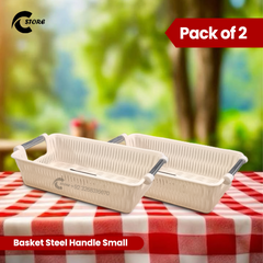Pack of 2 Limon Small Plastic Basket with Steel Handles | Multipurpose Storage for Kitchen, Office & Medical Use | BPA-Free, Durable & Easy to Carry