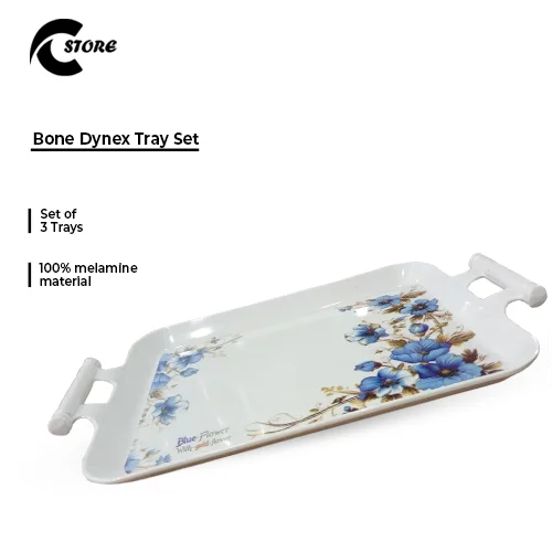 Dynex Tray Set 3 Pieces Melamine | Durable, Food-Safe &amp; Break-Resistant | Versatile Serving Trays for Indoor &amp; Outdoor Use