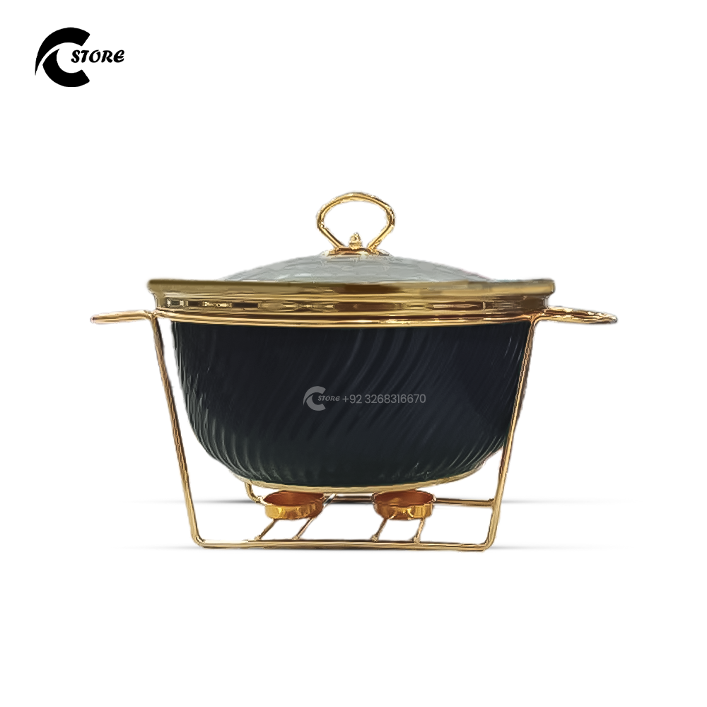 10 Inches Round Casserole Bowl With Lid &amp; Warmer Rack | Stylish Serve ware for Warm &amp; Fresh Meals | Dish Food Warmer