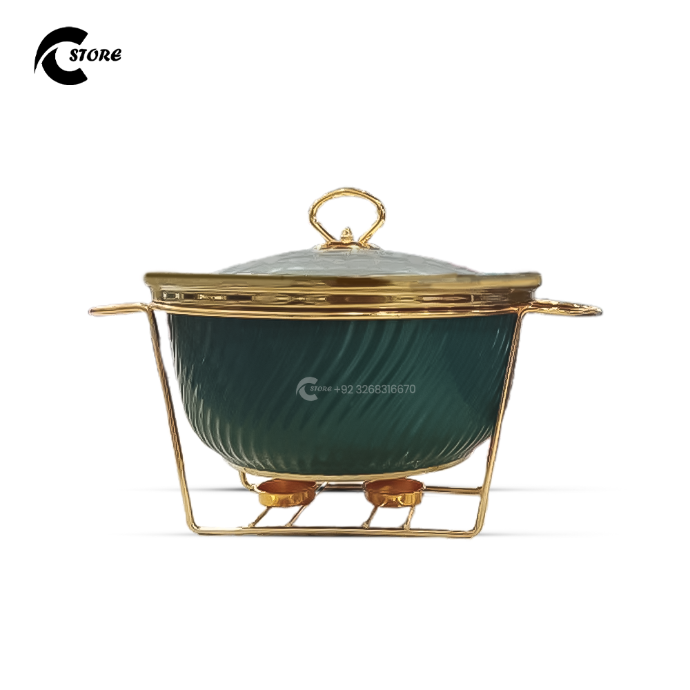 10 Inches Round Casserole Bowl With Lid &amp; Warmer Rack | Stylish Serve ware for Warm &amp; Fresh Meals | Dish Food Warmer