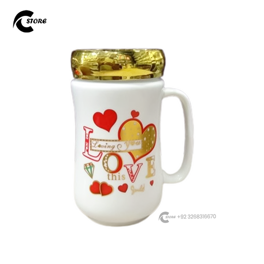 Premium Fine Bone China Mug | White With Elegant Golden Cap | Lightweight &amp; Durable
