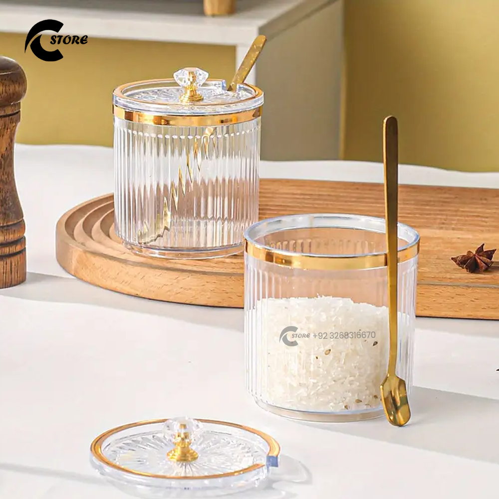 Royal Sugar Pot Pioneer With Spoon | Elegant Design for Freshness and Organization | Perfect for Home and Special Occasions