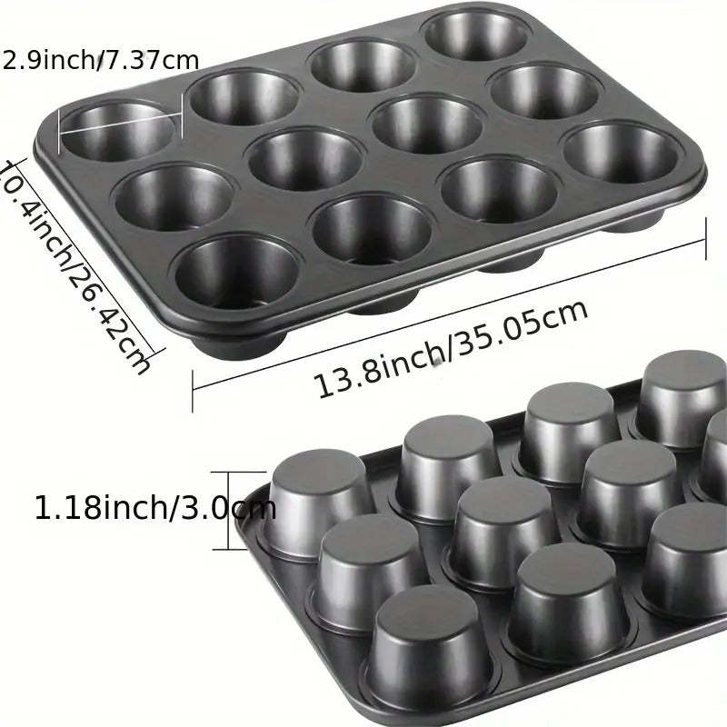 12-Cups Non-Stick Muffin &amp; Cupcake Baking Tray | High-Quality Bakeware | Baking Mold &amp; Pan