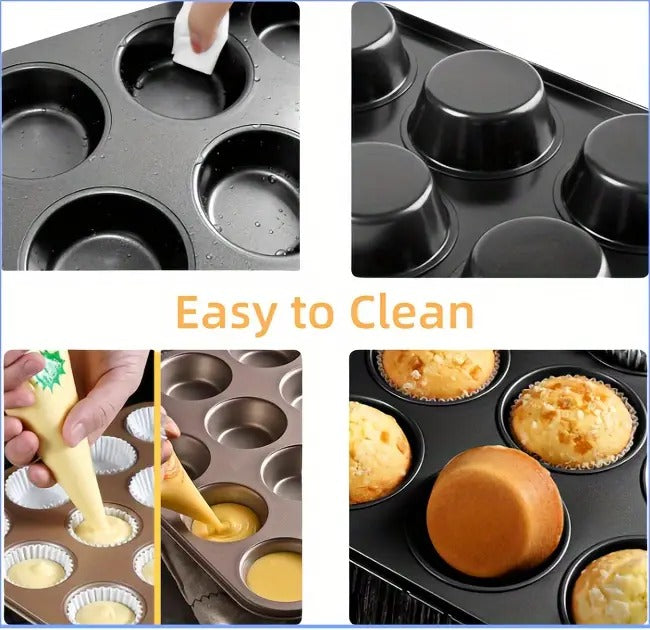 12-Cups Non-Stick Muffin &amp; Cupcake Baking Tray | High-Quality Bakeware | Baking Mold &amp; Pan