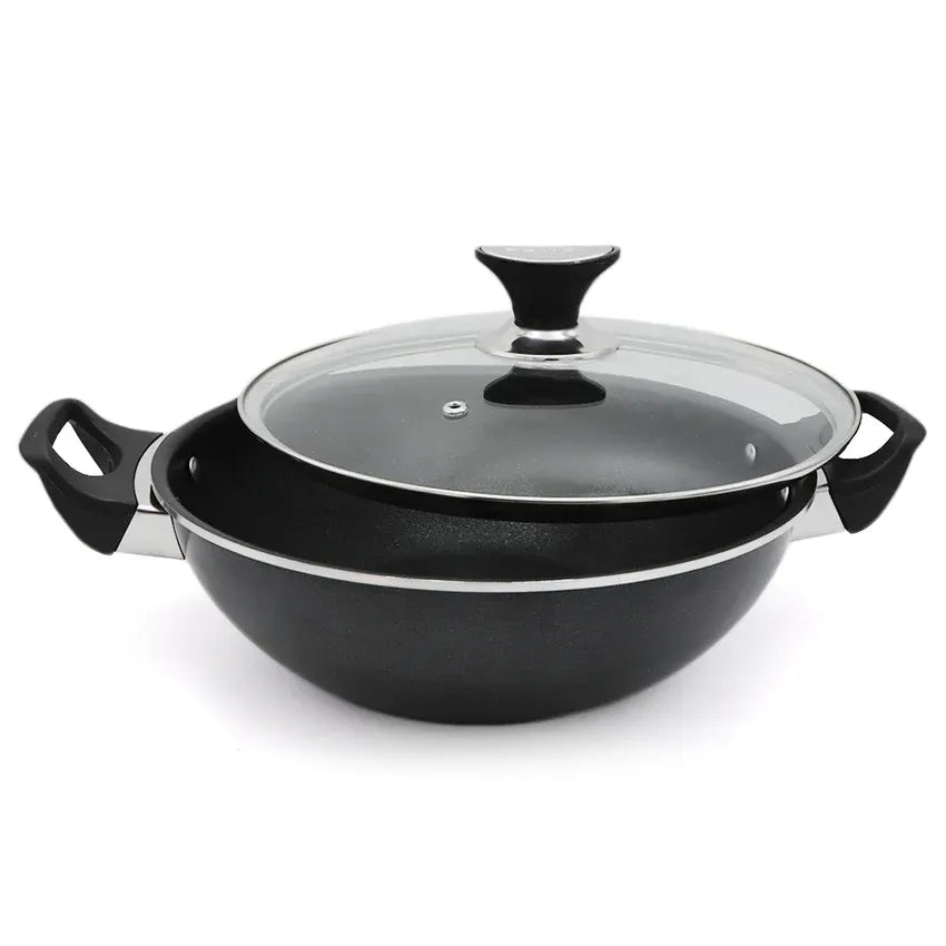 Non Stick Classic Sonex Karahi With Glass Lid | Available in Different Sizes | Non Stick Wok | Ideal For Preparing a Variety of Dishes
