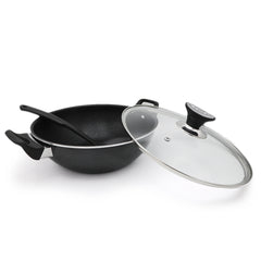 Non Stick Classic Sonex Karahi With Glass Lid | Available in Different Sizes | Non Stick Wok | Ideal For Preparing a Variety of Dishes