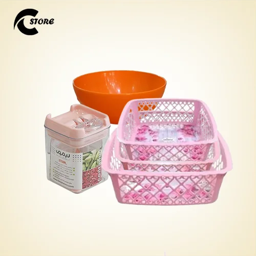Easy drain and store deal 1 ( Premio Small Bowl 600 ml , Limon Airlock Jar 270 ml , Cherry Tokri Set Lavenna (3 Pcs) | Premium Kitchen Essentials