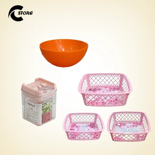 Easy drain and store deal 1 ( Premio Small Bowl 600 ml , Limon Airlock Jar 270 ml , Cherry Tokri Set Lavenna (3 Pcs) | Premium Kitchen Essentials