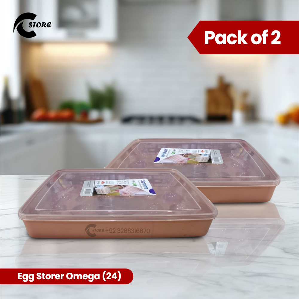 Pack of 2 Egg Storer Omega (24 Set) | Durable & Moisture-Resistant Egg Storage Box | for Kitchen & Fridge
