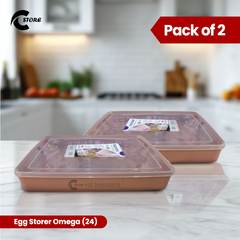 Pack of 2 Egg Storer Omega (24 Set) | Durable & Moisture-Resistant Egg Storage Box | for Kitchen & Fridge