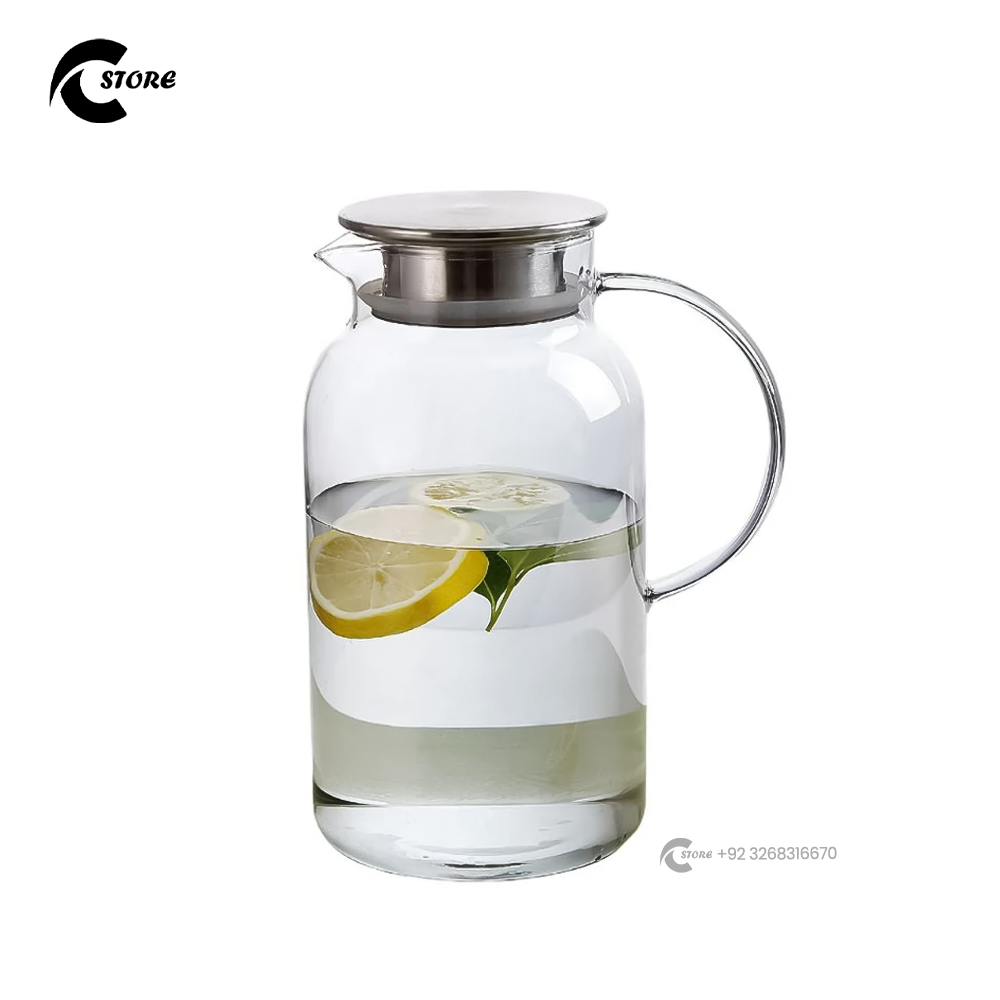 Glass Jug With Steel Lid | 1.8 Liter Steel Lid Jug | Deli Glassware | Elegant &amp; Durable Pitcher for Tea &amp; Water