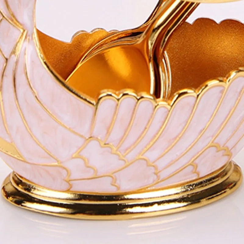 One Piece Metal Duck Spoon Set | Medium Size | Available in Golden & Silver Color | Elegant Swan Design | Food Grade Stainless Steel Tableware for Home Decor