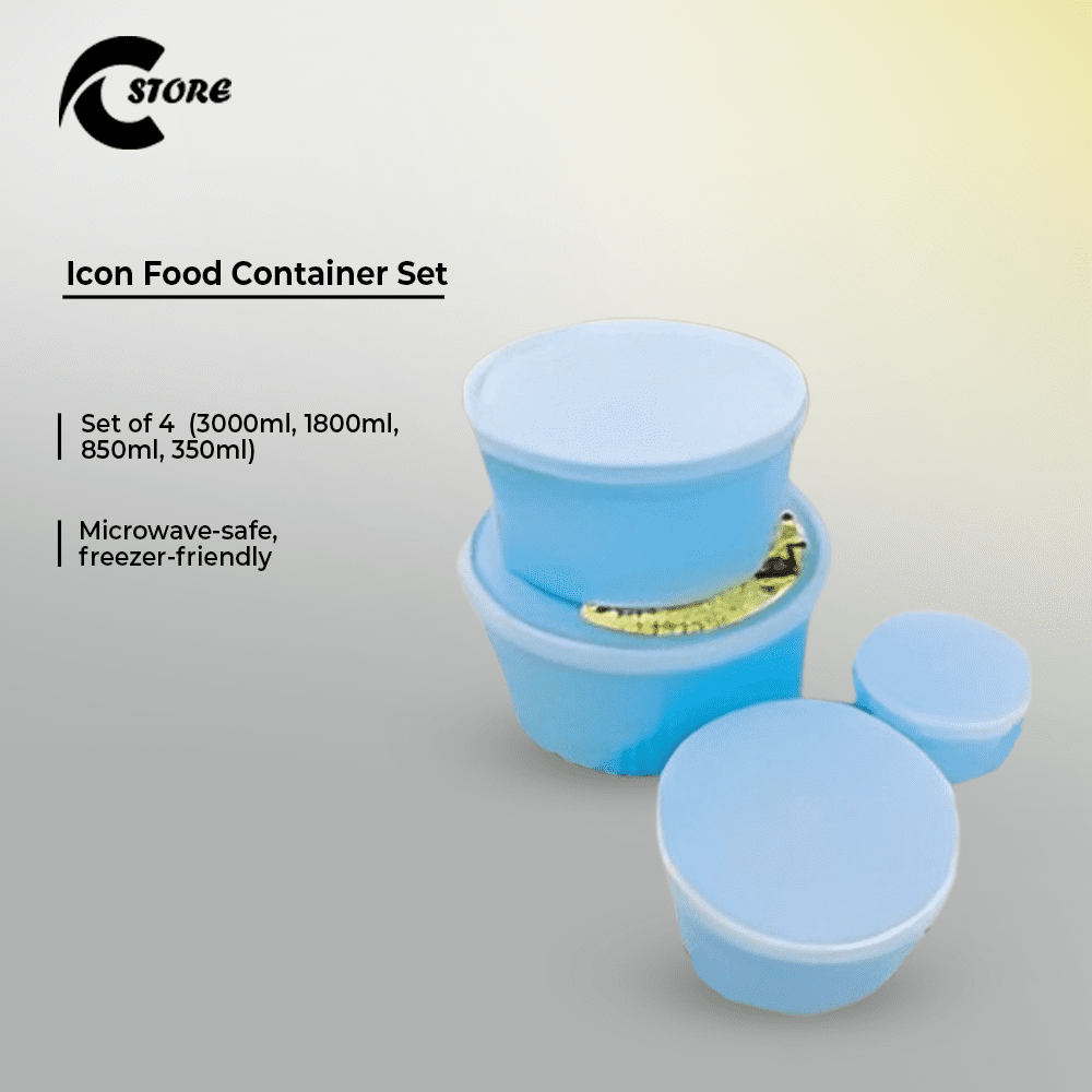 Icon Food Container Set | 4 Pcs | BPA Free | Microwave &amp; Freezer Safe