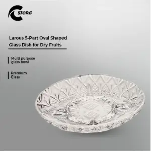Larous Dry Fruit Crystal Oval Serving Dish | 5-Section Elegant Party Platter for Fruits &amp; Snacks| Multipurpose Glass Dish