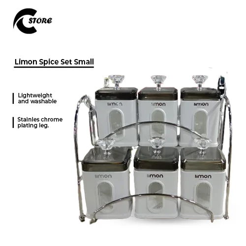 Limon Spice Set Small | 6 Pcs Spice Storage with Stand | Hygienic, Lightweight &amp; Durable