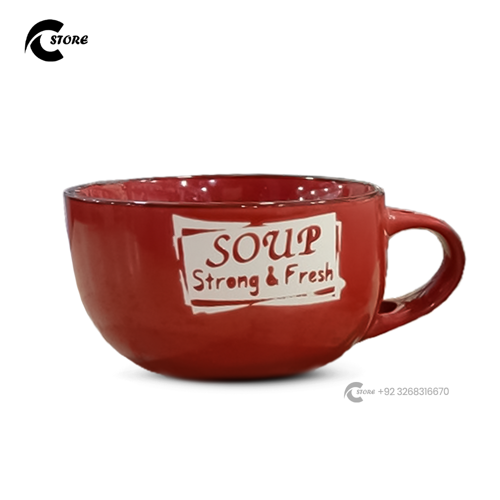 Microwave Compatible Ceramic Soup Bowl With Handle for Easy Holding | Soup Bowl