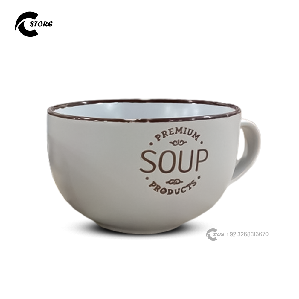 Microwave Compatible Ceramic Soup Bowl With Handle for Easy Holding | Soup Bowl