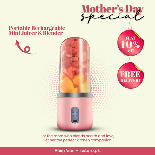Portable Rechargeable 520ml Mini Juicer &amp; Blender | High Silica Food Grade Glass Home Multifunctional Juicer