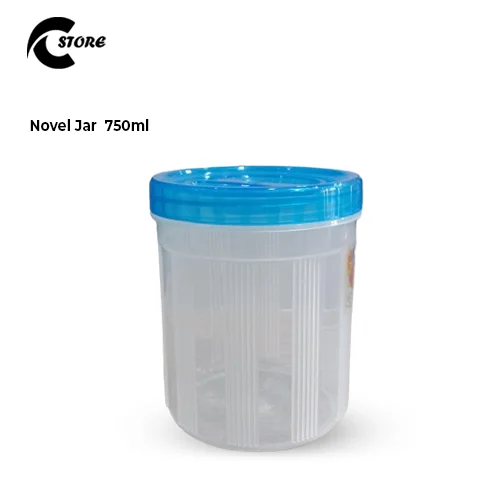 Novel Jar | Various Different Sizes | BPA-Free Clear Plastic Storage Jar With Airtight Multi colour Lids | For Kitchen, Pantry, and Household Use