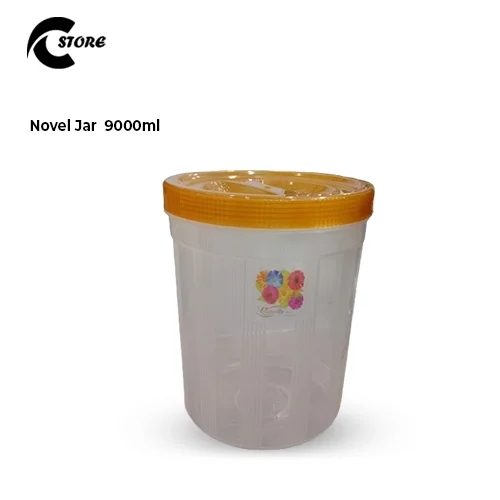Novel Jar | Various Different Sizes | BPA-Free Clear Plastic Storage Jar With Airtight Multi colour Lids | For Kitchen, Pantry, and Household Use