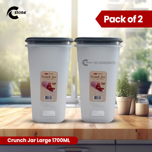 Pack of 2 Crunch Jar | 1700ml | Airtight Kitchen Storage Container With Clamp Lid | BPA-Free, Durable &amp; Stylish