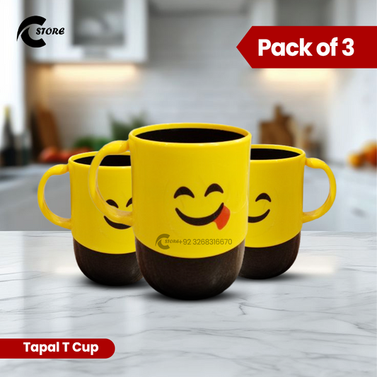 Tapal Tea Cup | Pack of 3 Cups | Durable Plastic Tea Cups for Hot &amp; Cold Beverages | Dishwasher Safe