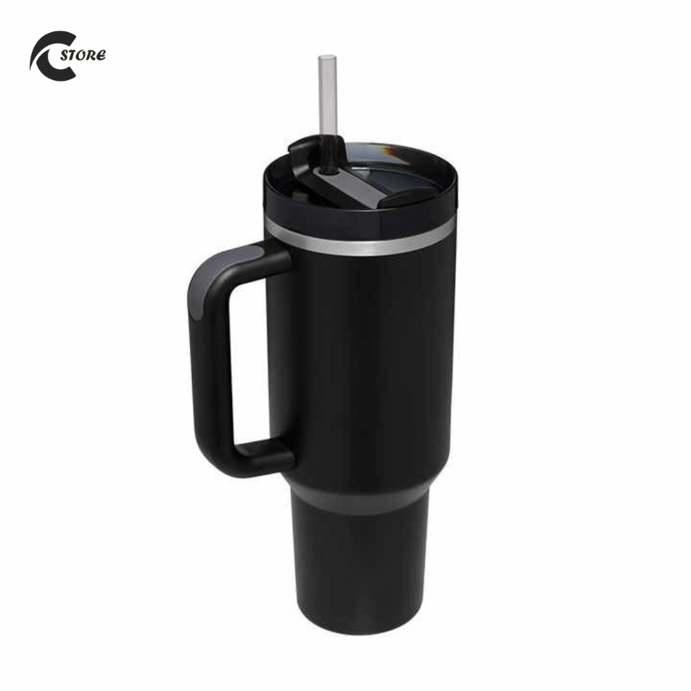 40oz Insulated Tumbler Thermos Flask with Straw & Lid | Stanely tumbler Stainless Steel Double-Walled Thermal Mug for Hot & Cold Beverages