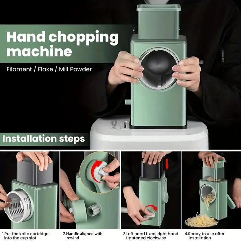 Rotary Vegetable Slicer with Multiple Functions | Grater, Shredder Salad Maker | Mini Food Processors & Choppers  | Manual Kitchen Utensils