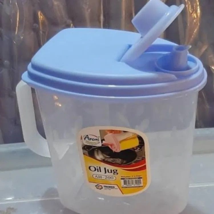 Aroni 1Ltr Plastic Cooking Oil Jug Dispenser with Handle & Different Lid Colors | Liquid Jug | Milk Jug | Multipurpose Jug