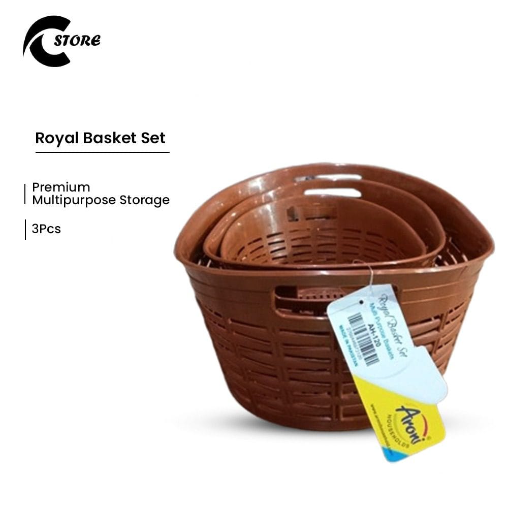 Royal Basket Set of 3 | Premium Double-Layered Colander Bowls for Efficient Washing & Space-Saving Storage