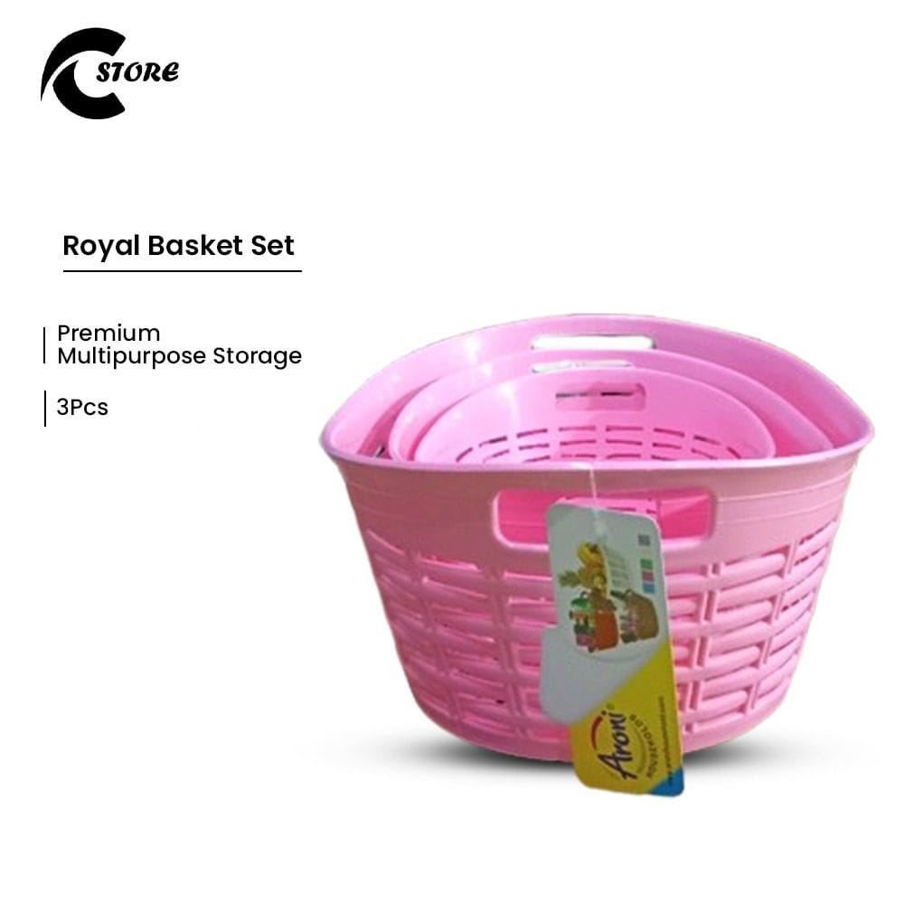 Royal Basket Set of 3 | Premium Double-Layered Colander Bowls for Efficient Washing & Space-Saving Storage