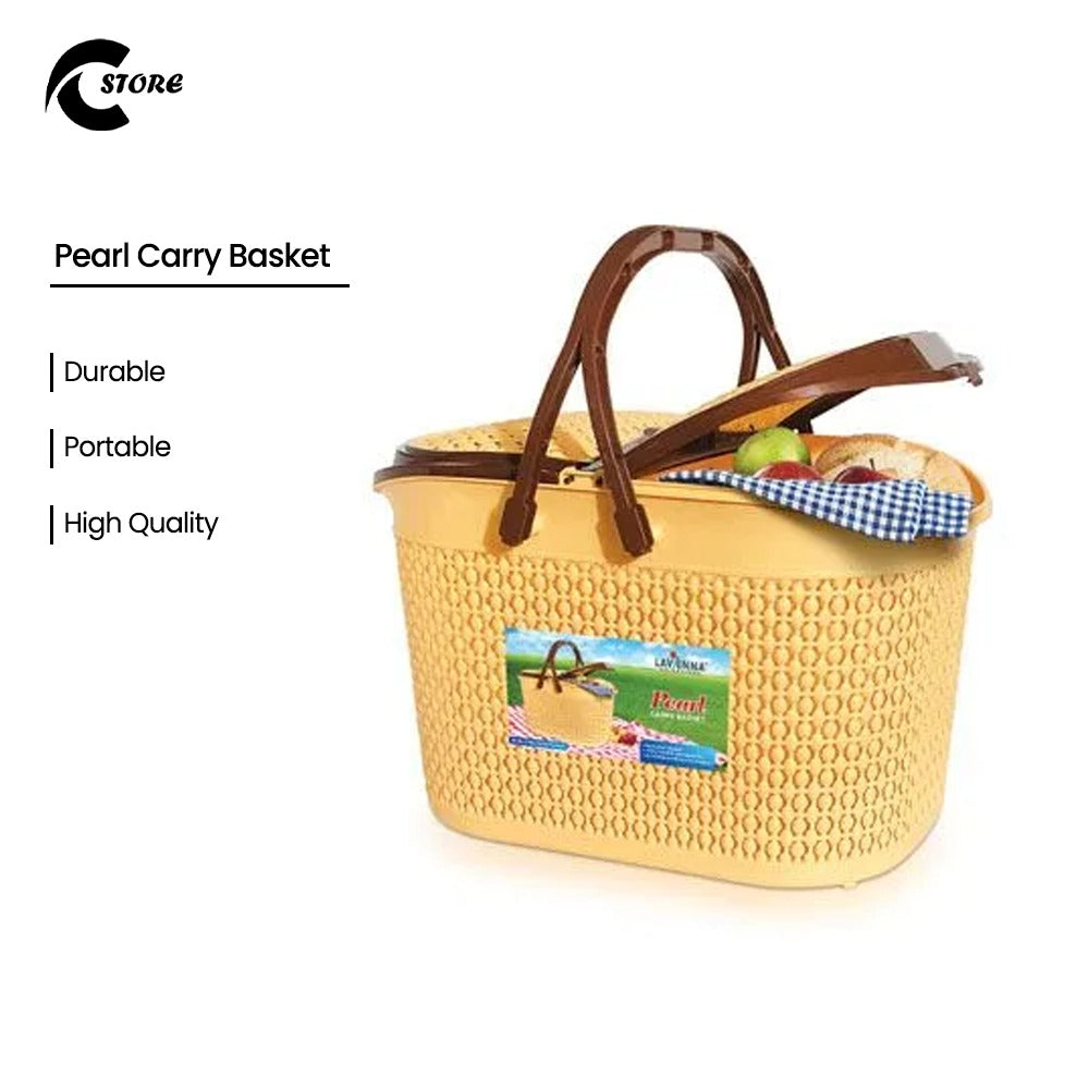 Lavenna Pearl Carry Basket | Durable &amp; Portable Food Storage Basket | For Kitchen, Picnics, Parties &amp; Baby Stuff