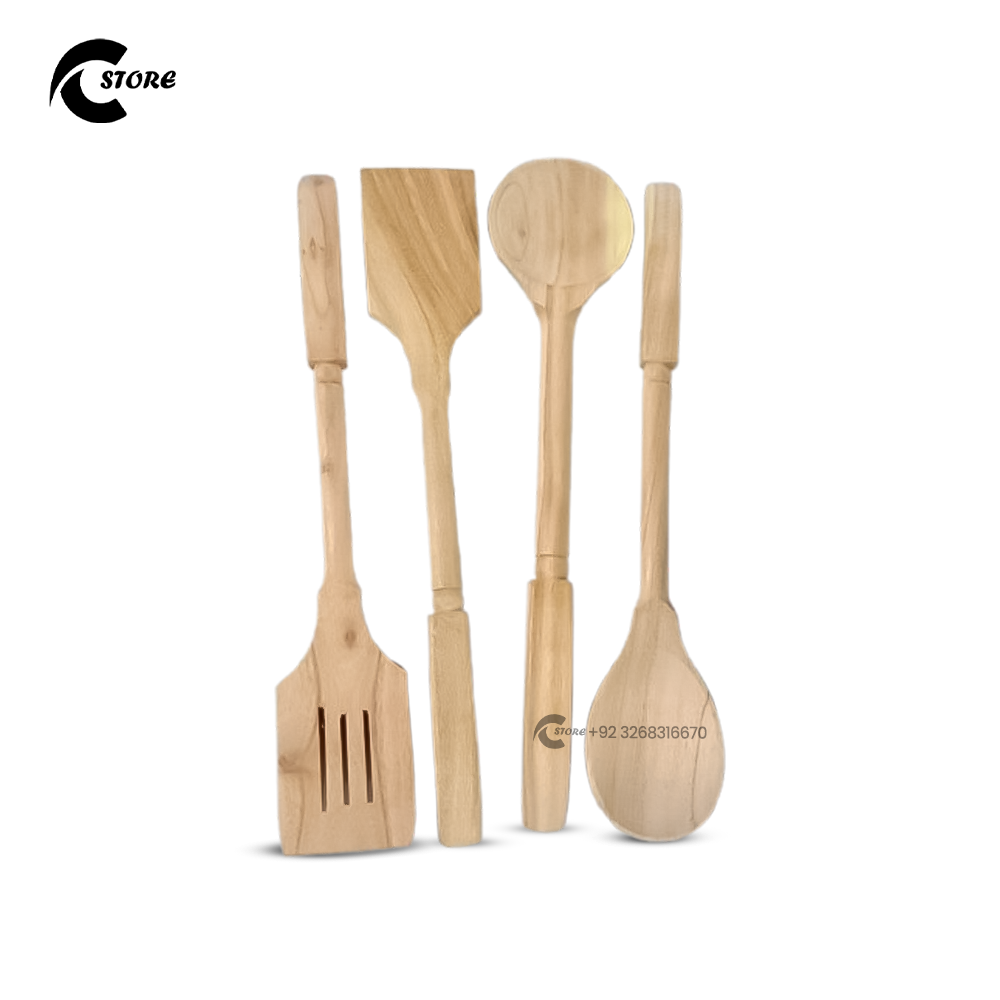 Premium Serving Wood Spoon Set of 4 Pieces | Handmade, Food-Safe, Natural Hardwood | Elegant & Sustainable Kitchen Utensils