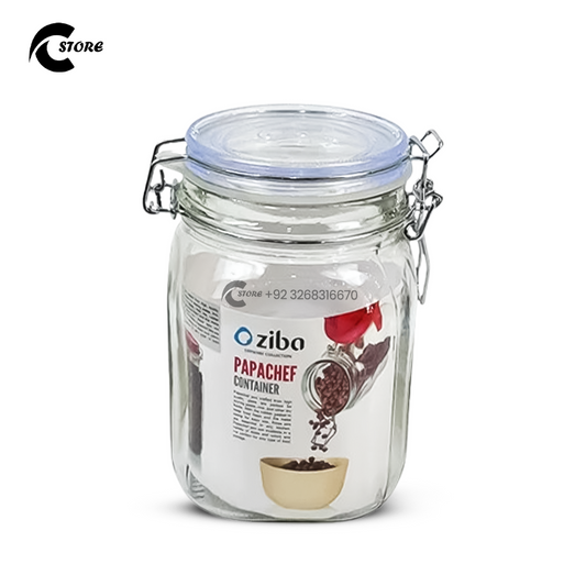 Ziba Jar Medium Size | 750 ml | Premium Glass Storage Jar with Metal Patterned Lid | Perfect for Spices, Beans, Candy &amp; Kitchen Organization