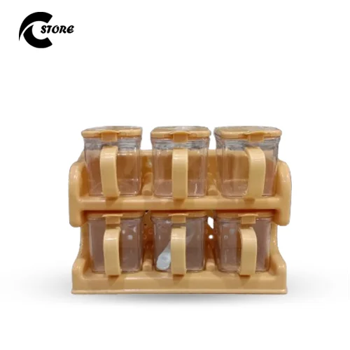 Zohaib Masala Rack | 6 Jar Spice Organizer with Spoons | With the Capacity of 250 g | Wall-Mounted & Countertop Design