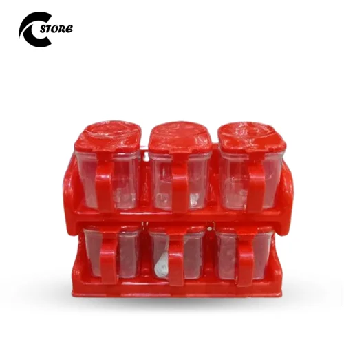 Zohaib Masala Rack | 6 Jar Spice Organizer with Spoons | With the Capacity of 250 g | Wall-Mounted & Countertop Design